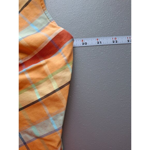 Liz Claiborne Womens Top 10 Orange Plaid Sleveless Collar Preppy Light Academia - Picture 5 of 6